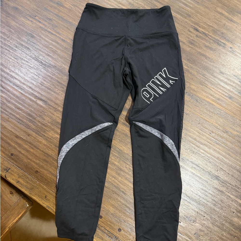 Victoria’s Secret PINK Black Mesh Panel Leggings | Size M